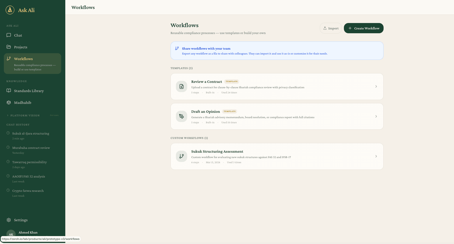 Ask Ali:structured compliance workflows for Shariah auditors